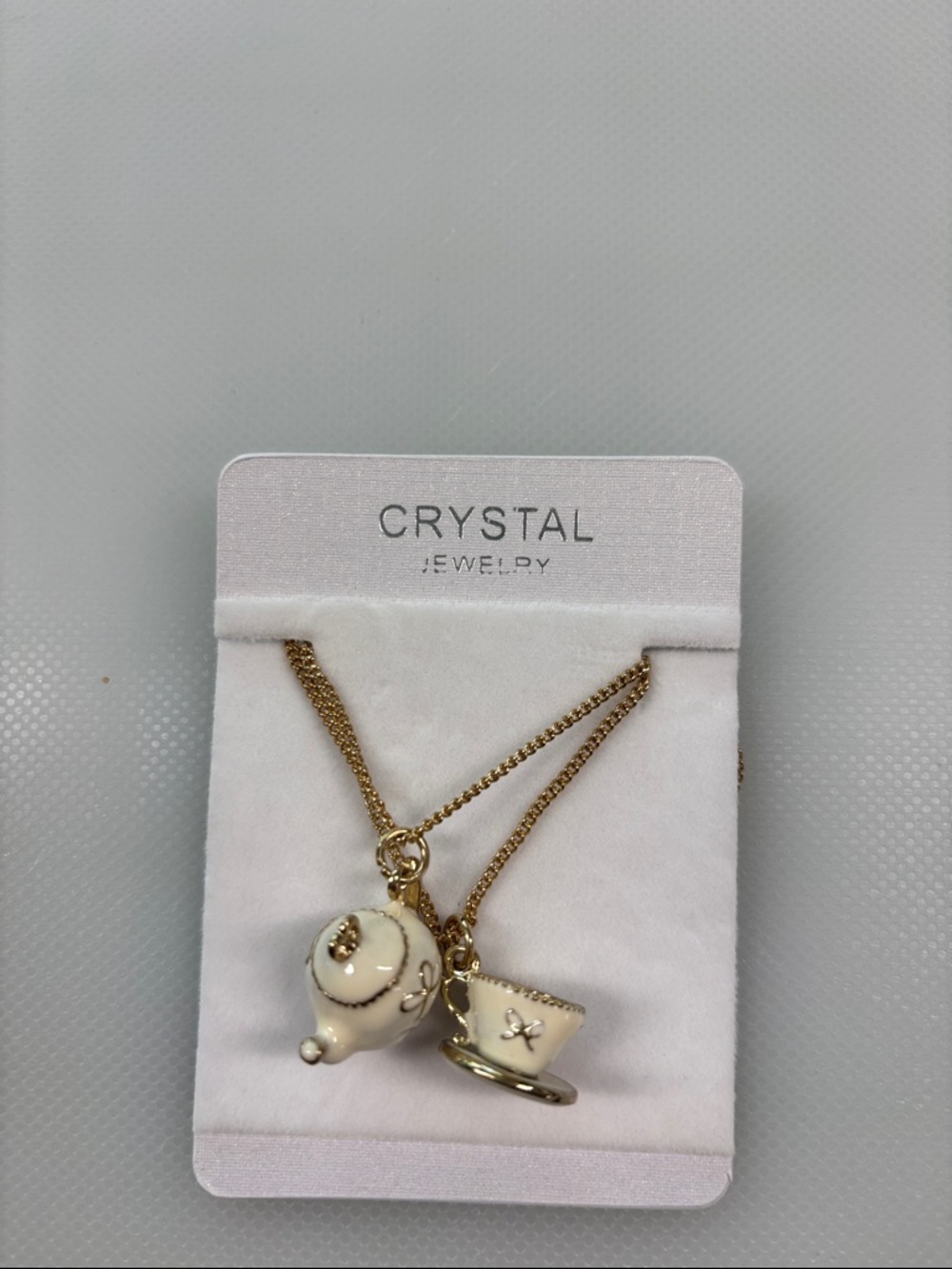 Gold & Cream Teapot and Teacup Necklace Duo - Picture 7 of 7